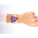 Buy Shop Michael Kors Slim Runway Purple Dial Rose Gold Steel Strap Watch for Women - MK3293 USA Online