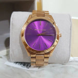 Buy Shop Michael Kors Slim Runway Purple Dial Rose Gold Steel Strap Watch for Women - MK3293 USA Online