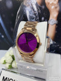 Buy Shop Michael Kors Slim Runway Purple Dial Rose Gold Steel Strap Watch for Women - MK3293 USA Online