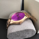 Buy Shop Michael Kors Slim Runway Purple Dial Rose Gold Steel Strap Watch for Women - MK3293 USA Online
