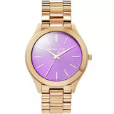 Buy Shop Michael Kors Slim Runway Purple Dial Rose Gold Steel Strap Watch for Women - MK3293 USA Online