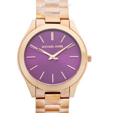 Buy Shop Michael Kors Slim Runway Purple Dial Rose Gold Steel Strap Watch for Women - MK3293 USA Online
