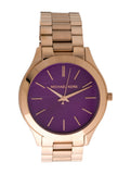 Buy Shop Michael Kors Slim Runway Purple Dial Rose Gold Steel Strap Watch for Women - MK3293 USA Online