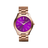 Buy Shop Michael Kors Slim Runway Purple Dial Rose Gold Steel Strap Watch for Women - MK3293 USA Online