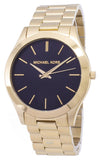 Buy Shop Michael Kors Slim Runway Quartz Black Dial Gold Steel Strap Watch For Men - MK8621 USA Online