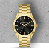 Buy Shop Michael Kors Slim Runway Quartz Black Dial Gold Steel Strap Watch For Men - MK8621 USA Online