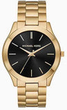 Buy Shop Michael Kors Slim Runway Quartz Black Dial Gold Steel Strap Watch For Men - MK8621 USA Online