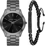Buy Shop Michael Kors Slim Runway Quartz Black Dial Grey Steel Strap Watch For Men - MK1044 USA Online