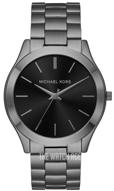Buy Shop Michael Kors Slim Runway Quartz Black Dial Grey Steel Strap Watch For Men - MK1044 USA Online