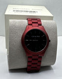Buy Shop Michael Kors Slim Runway Quartz Black Dial Red Steel Strap Watch for Men - MK8712 USA Online