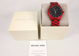 Buy Shop Michael Kors Slim Runway Quartz Black Dial Red Steel Strap Watch for Men - MK8712 USA Online