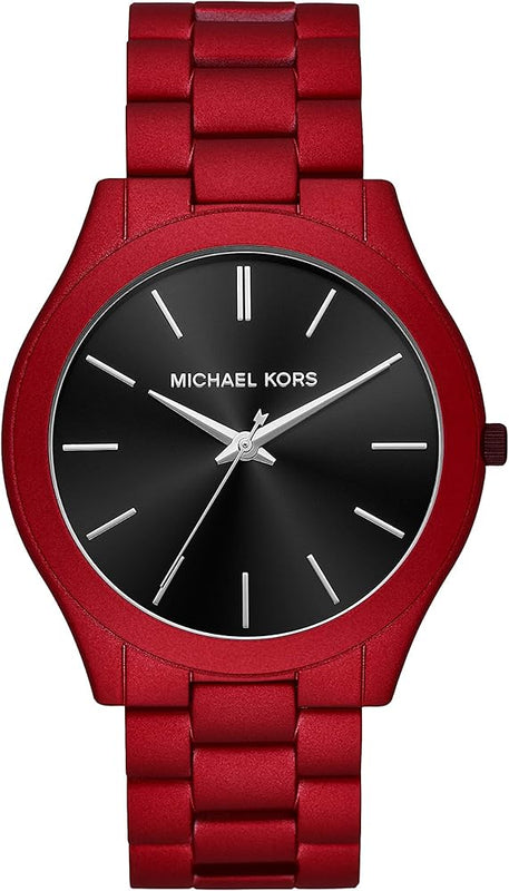 Buy Shop Michael Kors Slim Runway Quartz Black Dial Red Steel Strap Watch for Men - MK8712 USA Online