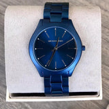 Buy Shop Michael Kors Slim Runway Quartz Blue Dial Blue Steel Strap Watch For Women - MK4503 USA Online