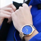 Buy Shop Michael Kors Slim Runway Quartz Blue Dial Rose Gold Steel Strap Watch For Women - MK3494 USA Online
