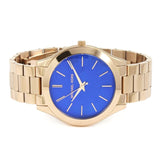 Buy Shop Michael Kors Slim Runway Quartz Blue Dial Rose Gold Steel Strap Watch For Women - MK3494 USA Online