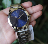 Buy Shop Michael Kors Slim Runway Quartz Blue Dial Silver Steel Strap Watch For Women - MK3379 USA Online