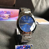 Buy Shop Michael Kors Slim Runway Quartz Blue Dial Silver Steel Strap Watch For Women - MK3379 USA Online