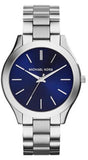Buy Shop Michael Kors Slim Runway Quartz Blue Dial Silver Steel Strap Watch For Women - MK3379 USA Online