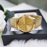 Buy Shop Michael Kors Slim Runway Quartz Gold Dial Gold Mesh Bracelet Watch For Women - MK8625 USA Online