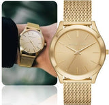 Buy Shop Michael Kors Slim Runway Quartz Gold Dial Gold Mesh Bracelet Watch For Women - MK8625 USA Online