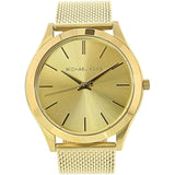 Buy Shop Michael Kors Slim Runway Quartz Gold Dial Gold Mesh Bracelet Watch For Women - MK8625 USA Online