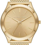 Buy Shop Michael Kors Slim Runway Quartz Gold Dial Gold Mesh Bracelet Watch For Women - MK8625 USA Online