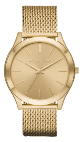 Buy Shop Michael Kors Slim Runway Quartz Gold Dial Gold Mesh Bracelet Watch For Women - MK8625 USA Online