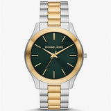 Buy Shop Michael Kors Slim Runway Quartz Green Dial Two Tone Steel Strap Watch for Women - MK9149 USA Online