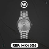 Buy Shop Michael Kors Slim Runway Quartz Grey Dial Grey Steel Strap Watch For Women - MK4506 USA Online