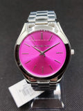 Buy Shop Michael Kors Slim Runway Quartz Pink Dial Silver Steel Strap Watch For Women - MK3291 USA Online