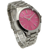 Buy Shop Michael Kors Slim Runway Quartz Pink Dial Silver Steel Strap Watch For Women - MK3291 USA Online