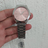 Buy Shop Michael Kors Slim Runway Quartz Pink Dial Silver Steel Strap Watch For Women - MK3380 USA Online