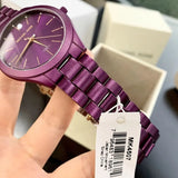 Buy Shop Michael Kors Slim Runway Quartz Purple Dial Purple Steel Strap Watch For Women - MK4507 USA Online