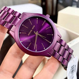 Buy Shop Michael Kors Slim Runway Quartz Purple Dial Purple Steel Strap Watch For Women - MK4507 USA Online