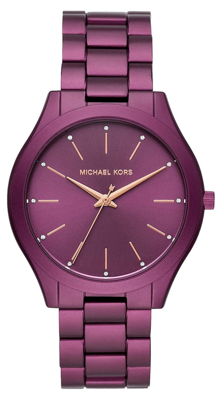 Buy Shop Michael Kors Slim Runway Quartz Purple Dial Purple Steel Strap Watch For Women - MK4507 USA Online