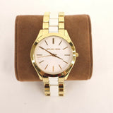 Buy Shop Michael Kors Slim Runway Quartz White Dial Two Tone Steel Strap Watch For Women - MK4295 USA Online