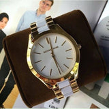Buy Shop Michael Kors Slim Runway Quartz White Dial Two Tone Steel Strap Watch For Women - MK4295 USA Online