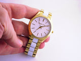 Buy Shop Michael Kors Slim Runway Quartz White Dial Two Tone Steel Strap Watch For Women - MK4295 USA Online
