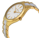 Buy Shop Michael Kors Slim Runway Quartz White Dial Two Tone Steel Strap Watch For Women - MK4295 USA Online