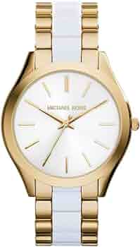 Buy Shop Michael Kors Slim Runway Quartz White Dial Two Tone Steel Strap Watch For Women - MK4295 USA Online