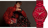 Buy Shop Michael Kors Slim Runway Red Dial Red Steel Strap Watch For Women - MK3895 USA Online