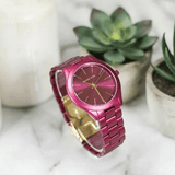 Buy Shop Michael Kors Slim Runway Red Dial Red Steel Strap Watch For Women - MK4505 USA Online