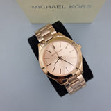 Buy Shop Michael Kors Slim Runway Rose Gold Dial Rose Gold Steel Strap Watch for Women - MK3197 USA Online