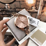 Buy Shop Michael Kors Slim Runway Rose Gold Dial Rose Gold Steel Strap Watch for Women - MK3223 USA Online