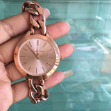 Buy Shop Michael Kors Slim Runway Rose Gold Dial Rose Gold Steel Strap Watch for Women - MK3223 USA Online