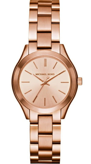 Buy Shop Michael Kors Slim Runway Rose Gold Dial Rose Gold Steel Strap Watch for Women - MK3513 USA Online