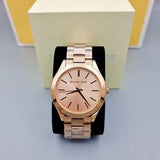 Michael Kors Slim Runway Rose Gold Dial Rose Gold Steel Strap Watch for Women - MK3513