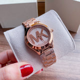 Buy Shop Michael Kors Slim Runway Rose Gold Dial Rose Gold Steel Strap Watch for Women - MK3549 USA Online