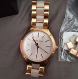 Buy Shop Michael Kors Slim Runway Rose Gold Dial Two Tone Steel Strap Watch for Women - MK4294 USA Online