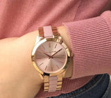 Buy Shop Michael Kors Slim Runway Rose Gold Dial Two Tone Steel Strap Watch for Women - MK4294 USA Online